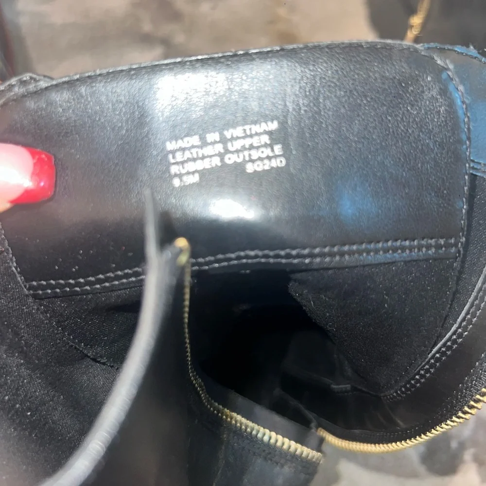 Michael Kors Black Leather  Combat Boots with Gold Accents - Picture 8 of 9